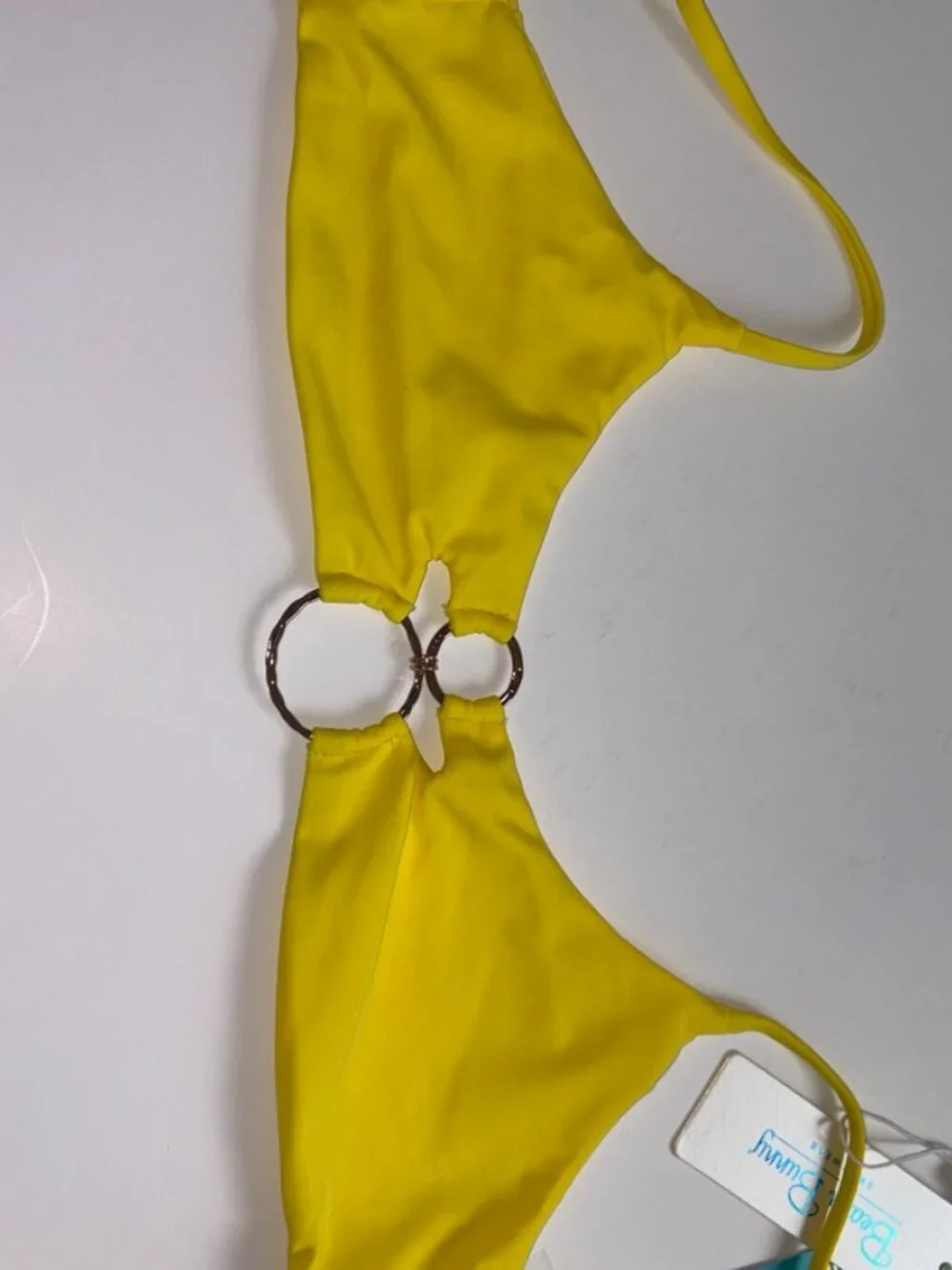 NEW NWT Beach Bun­ny Lexi Bralette Top Bikini Swim Yellow Suns size Large